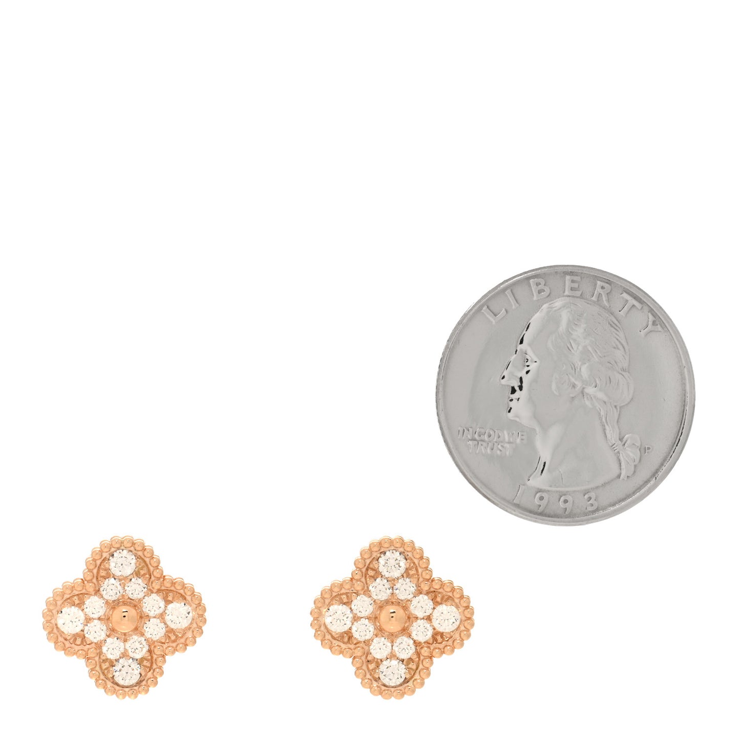 18K Rose Gold Diamond Vintage Alhambra Earrings