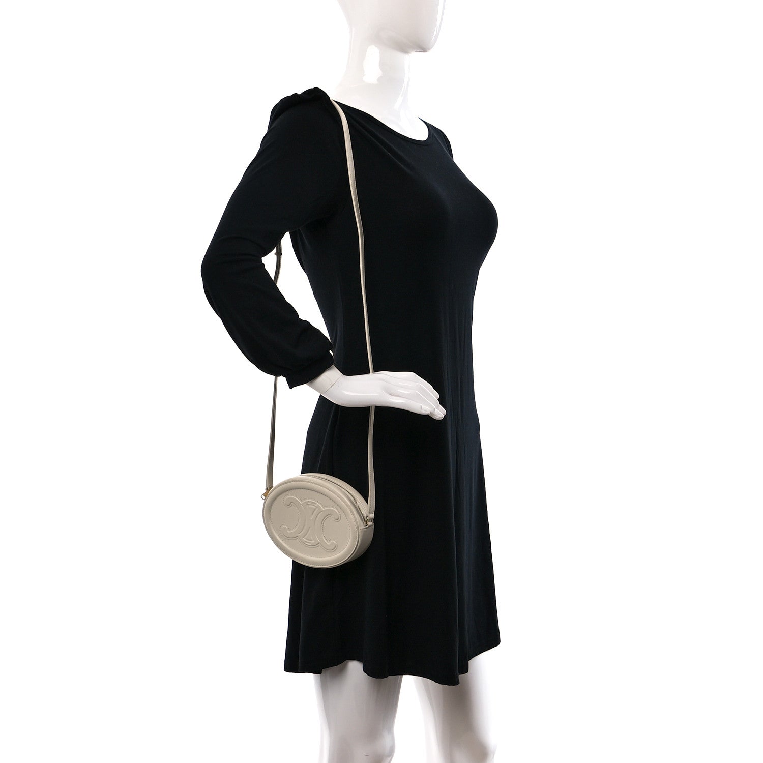 Celine Smooth Calfskin Cuir Small Triomphe Oval Crossbody Purse Trench 2 of 8