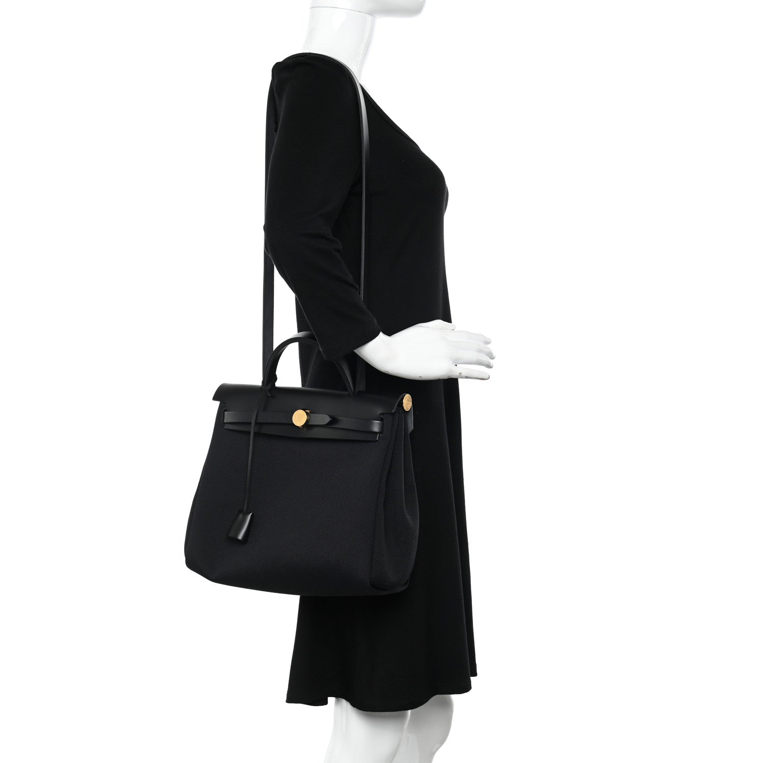 Hermes Military Toile Vache Hunter Herbag Zip PM 31 Black 2 of 12