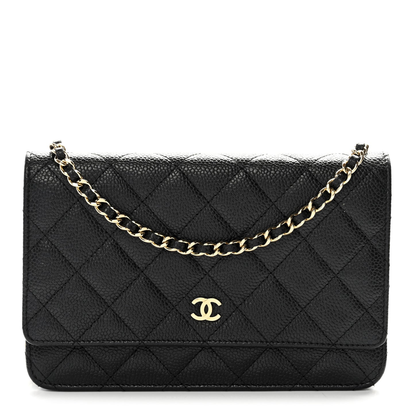 Caviar Quilted Wallet on Chain WOC Black