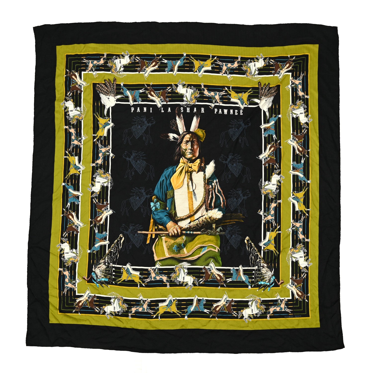 Hermes Cashmere Silk Pani La Shar Pawnee Shawl 140 1 of 5