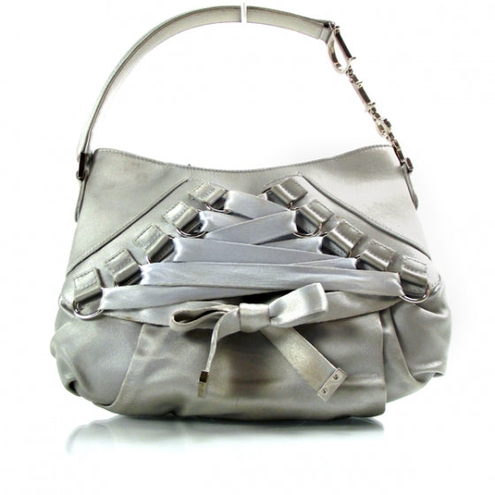 Christian Dior Satin Ballet Evening Bag Silver 1 of 9
