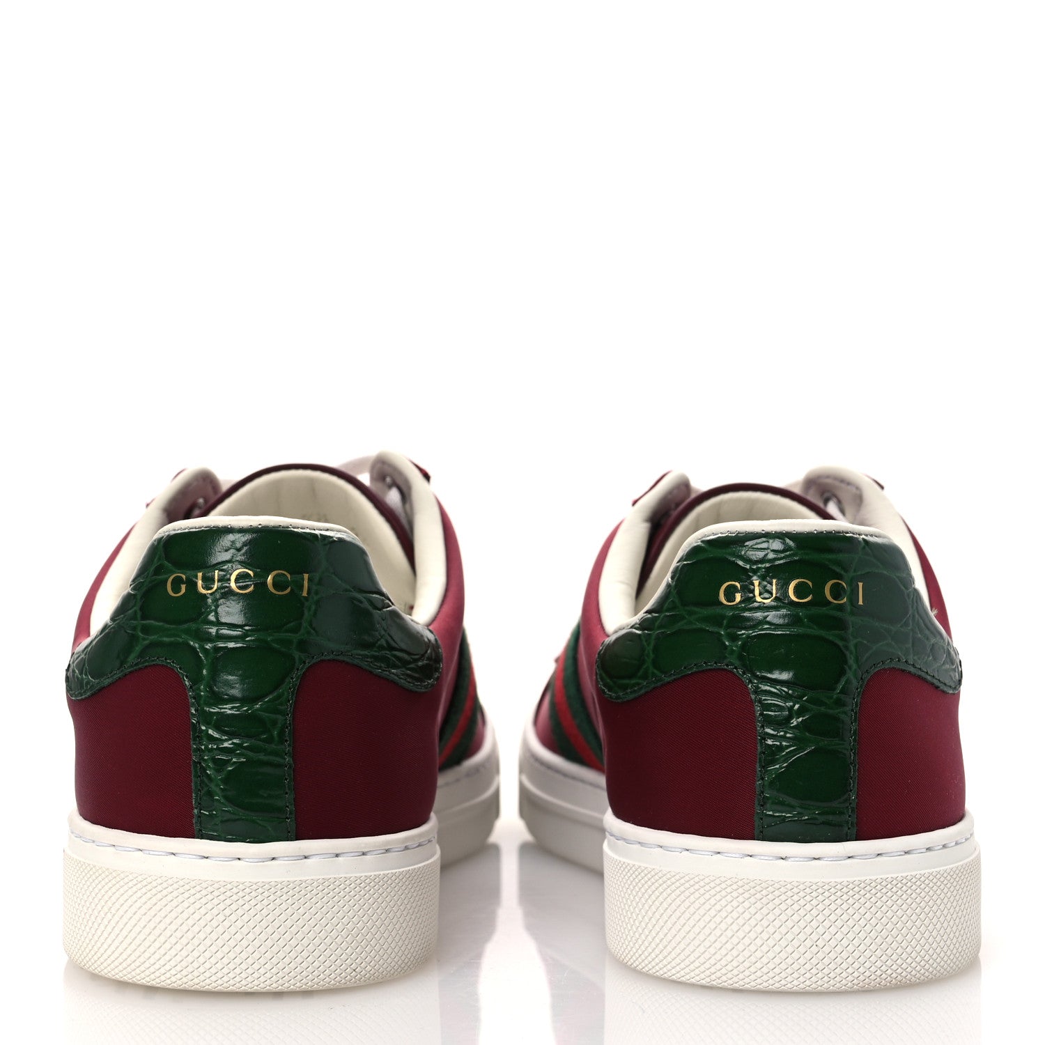 Gucci Econyl Nylon Diva Crocodile Web Mens Ace Sneakers 7.5 Rosso Ancora Vert 6 of 12