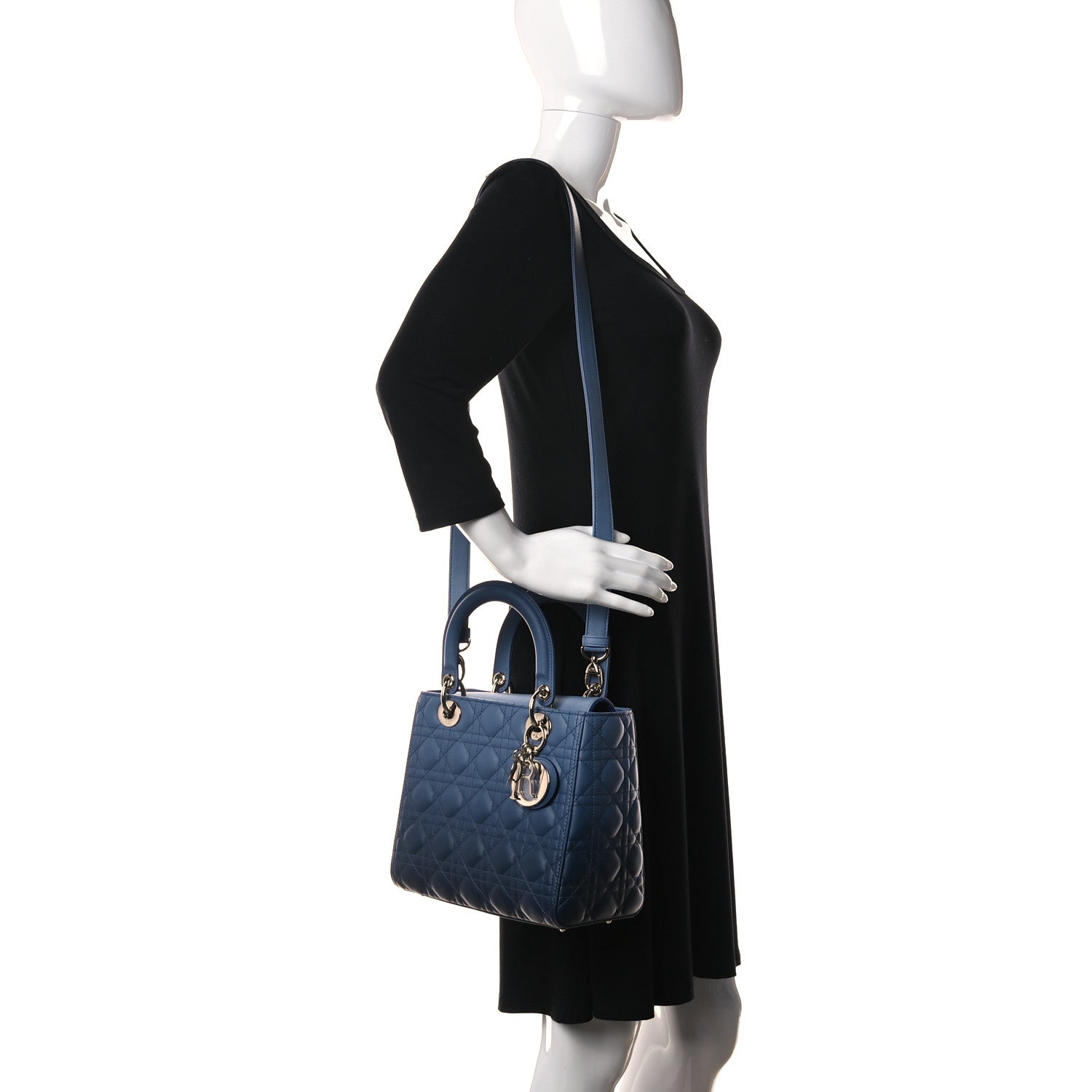 Christian Dior Lambskin Cannage Gradient Medium Lady Dior Blue 2 of 11