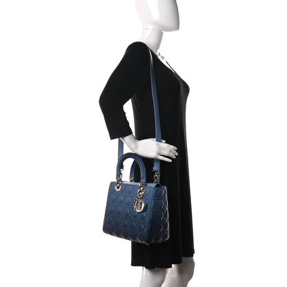 Christian Dior Lambskin Cannage Gradient Medium Lady Dior Blue 2 of 11
