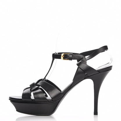 Saint Laurent Calfskin Tribute 75 Platform Sandals 39 Black 1 of 7