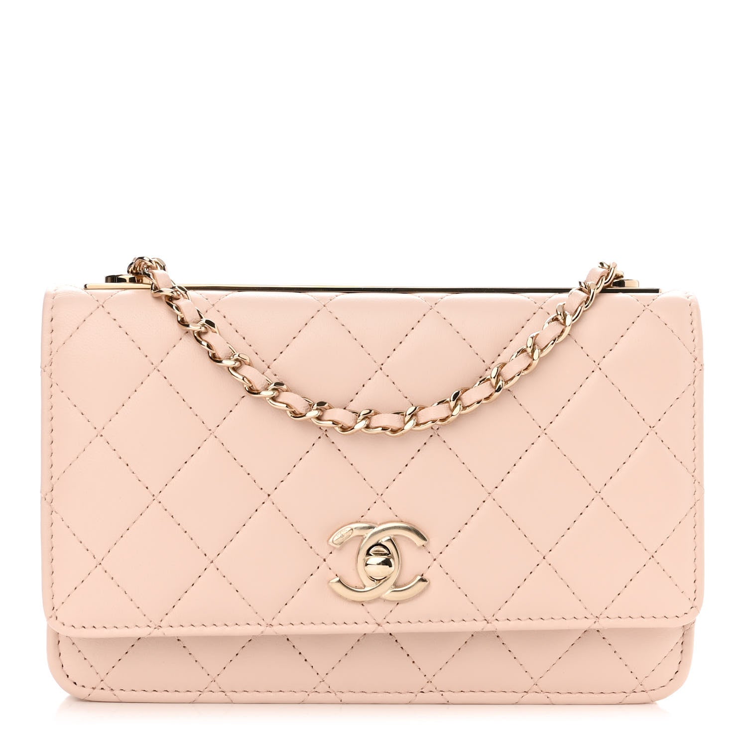 Chanel Lambskin Quilted Trendy CC Wallet On Chain WOC Light Beige 1 of 12