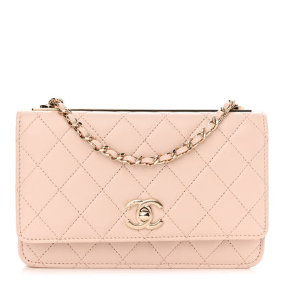 Chanel Lambskin Quilted Trendy CC Wallet On Chain WOC Light Beige 1 of 12