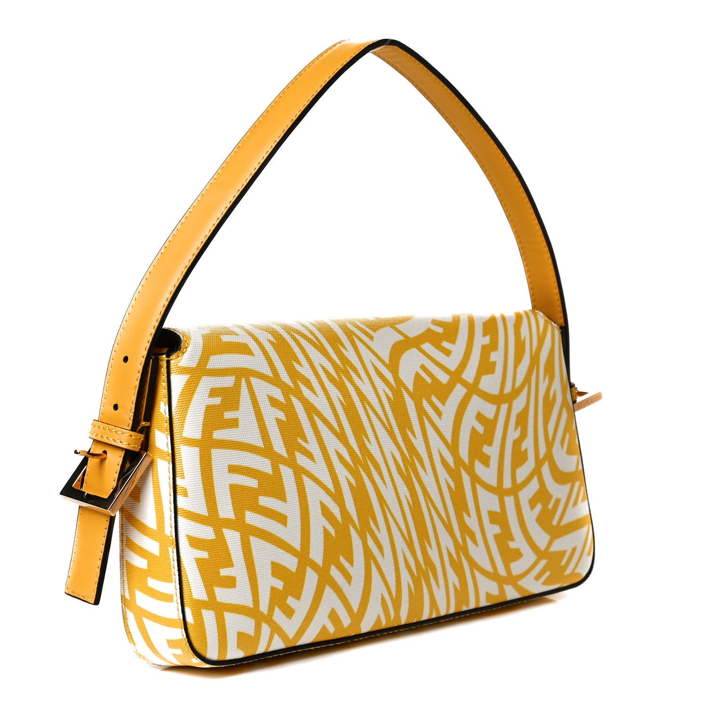 X SARAH COLEMAN Glazed Canvas Vitello King FF Vertigo Baguette 1997 Mimosa White