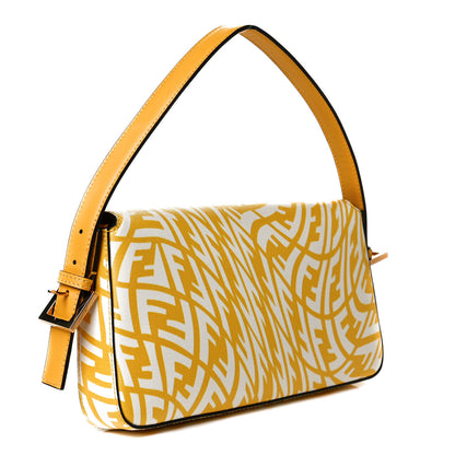 Fendi X SARAH COLEMAN Glazed Canvas Vitello King FF Vertigo Baguette 1997 Mimosa White 5 of 21