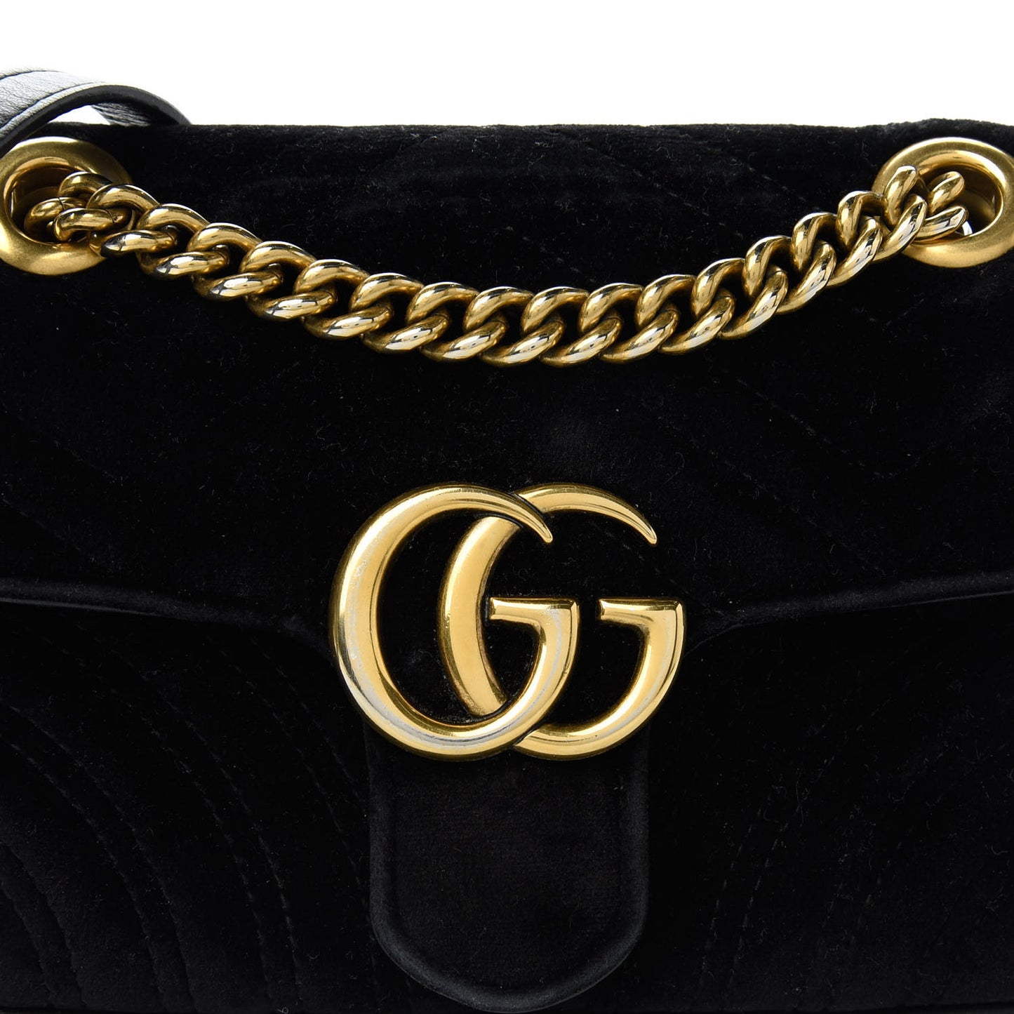 Velvet Matelasse Mini GG Marmont Shoulder Bag Black