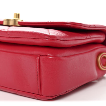 Chanel Lambskin Quilted Enamel Chain Logo Mini Flap Red 10 of 10