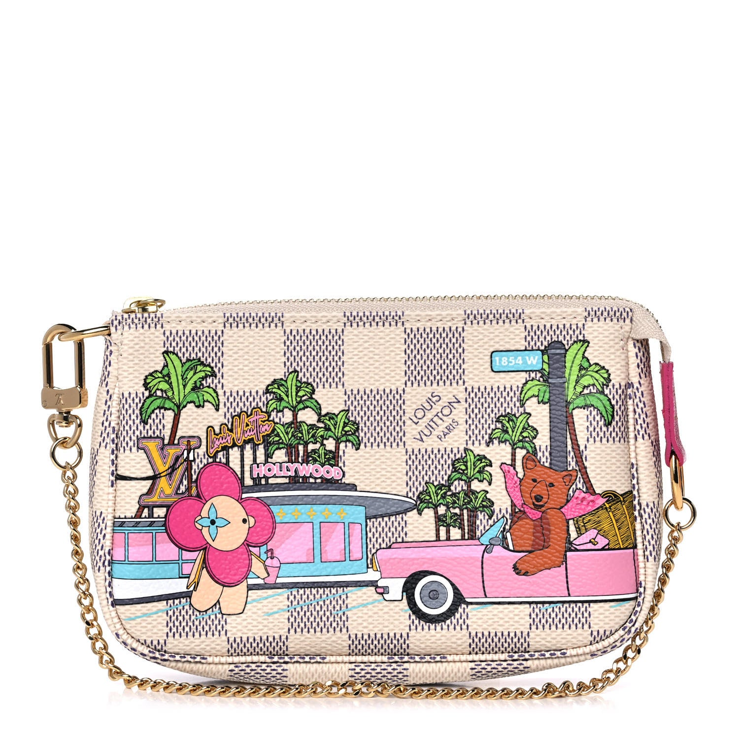 Louis Vuitton Damier Azur 2021 Christmas Animation Hollywood Mini Pochette Accessories Fuchsia 1 of 11