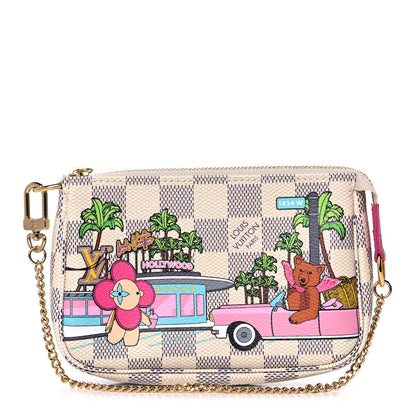 Louis Vuitton Damier Azur 2021 Christmas Animation Hollywood Mini Pochette Accessories Fuchsia 1 of 11