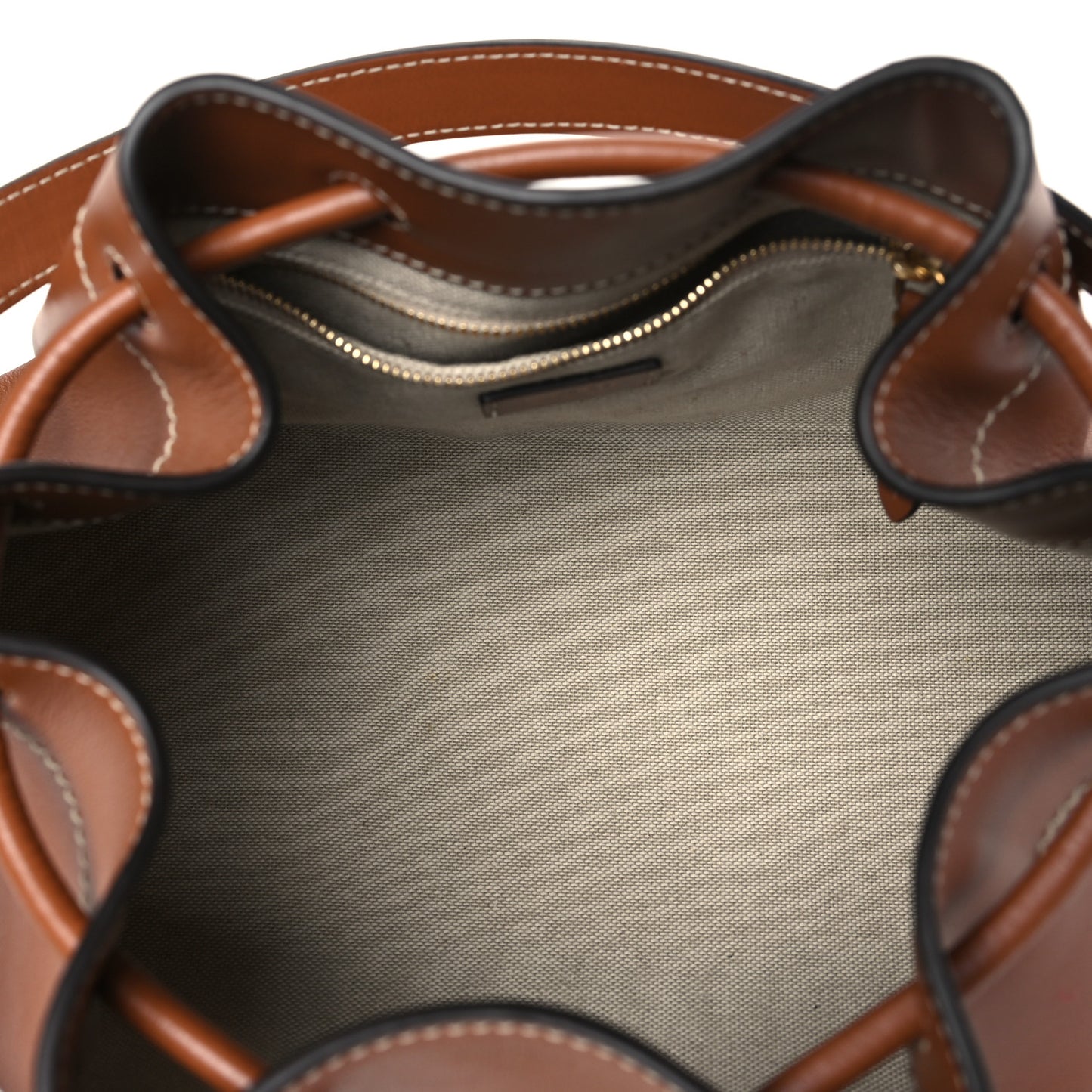 Soft Natural Calfskin Bon Bon East West Bucket Bag Tan Ecru