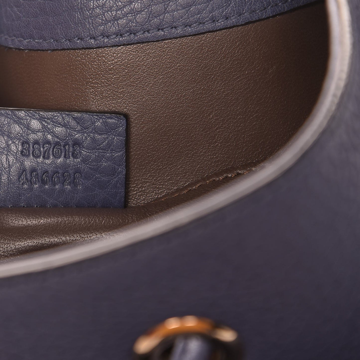 Pebbled Calfskin Miss Bamboo Bucket Bag Blue