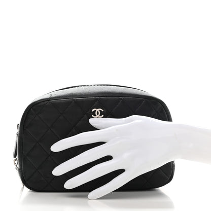 Chanel Lambskin Quilted Medium Curvy Pouch Cosmetic Case Black 2 of 10