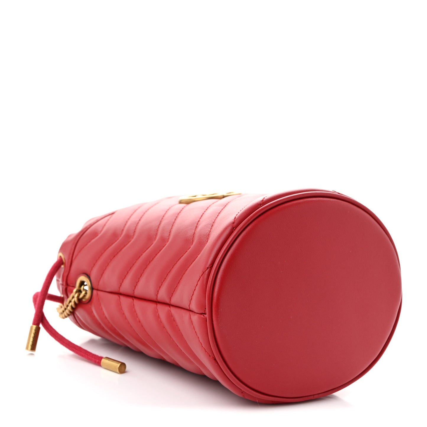 Calfskin Matelasse Mini GG Marmont 2.0 Bucket Bag Hibiscus Red