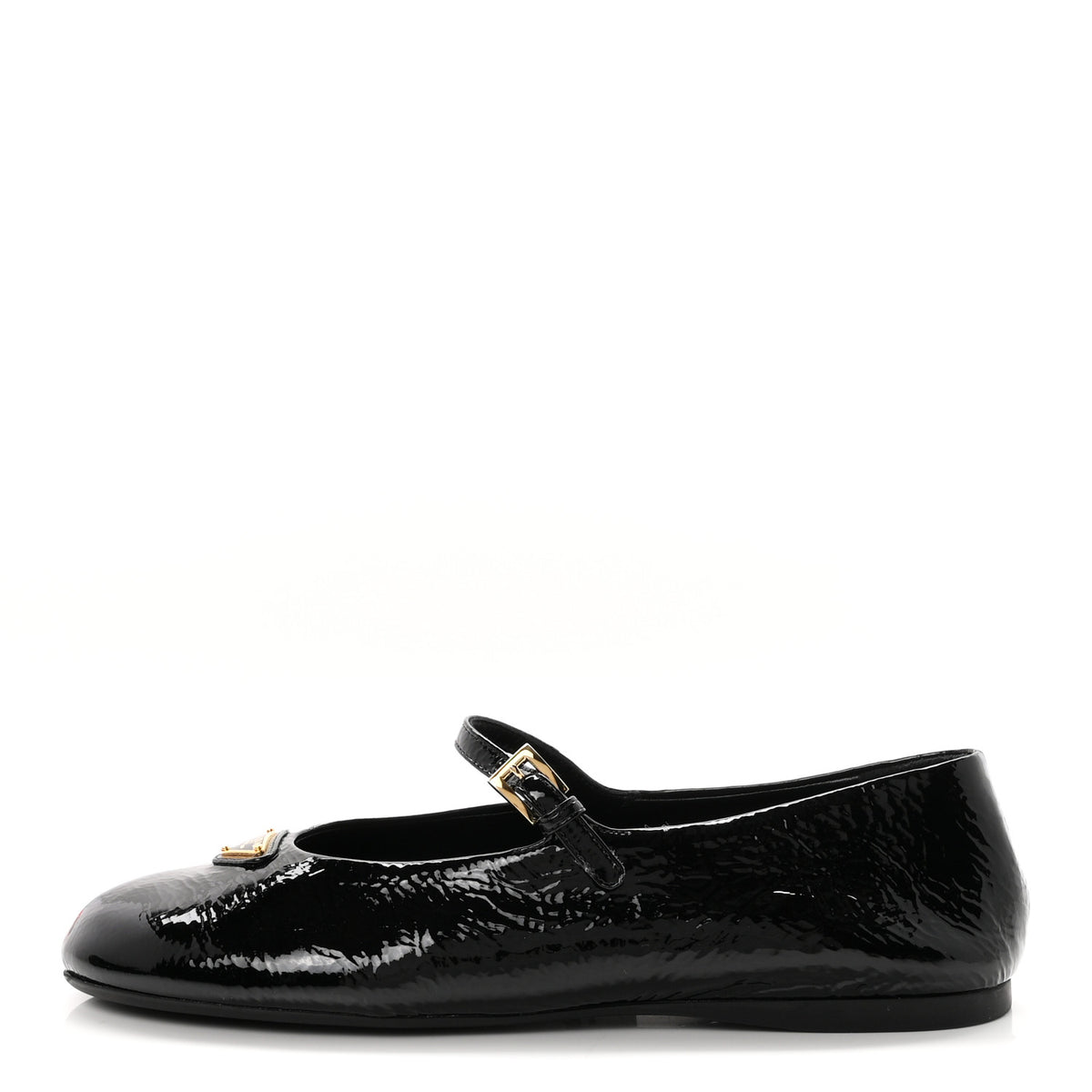 Prada Patent Calfskin Triangle Ballerina Flats 38 Black 1 of 10