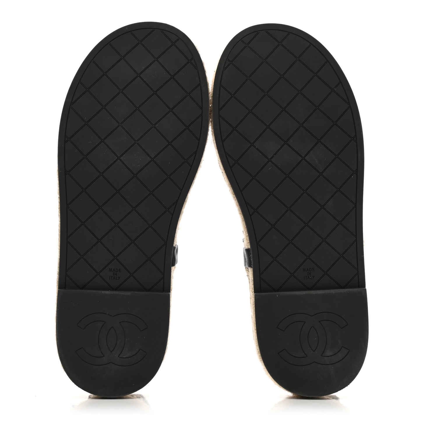 Lambskin Chain CC Thong Espadrille Sandals 39 Black