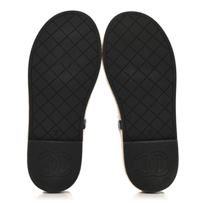 Chanel Lambskin Chain CC Thong Espadrille Sandals 39 Black 5 of 11