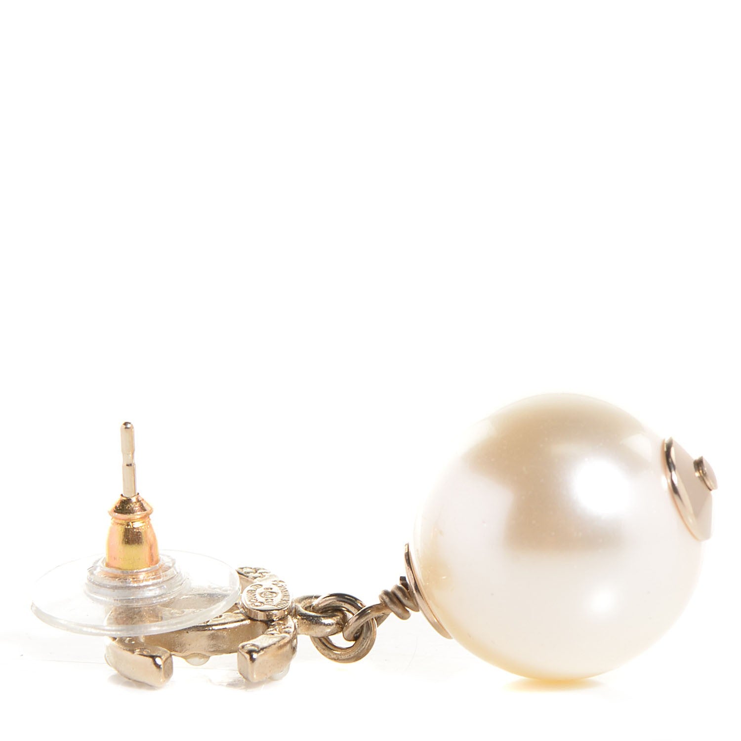 Chanel Pearl CC Drop Earrings Gold 3 of 5
