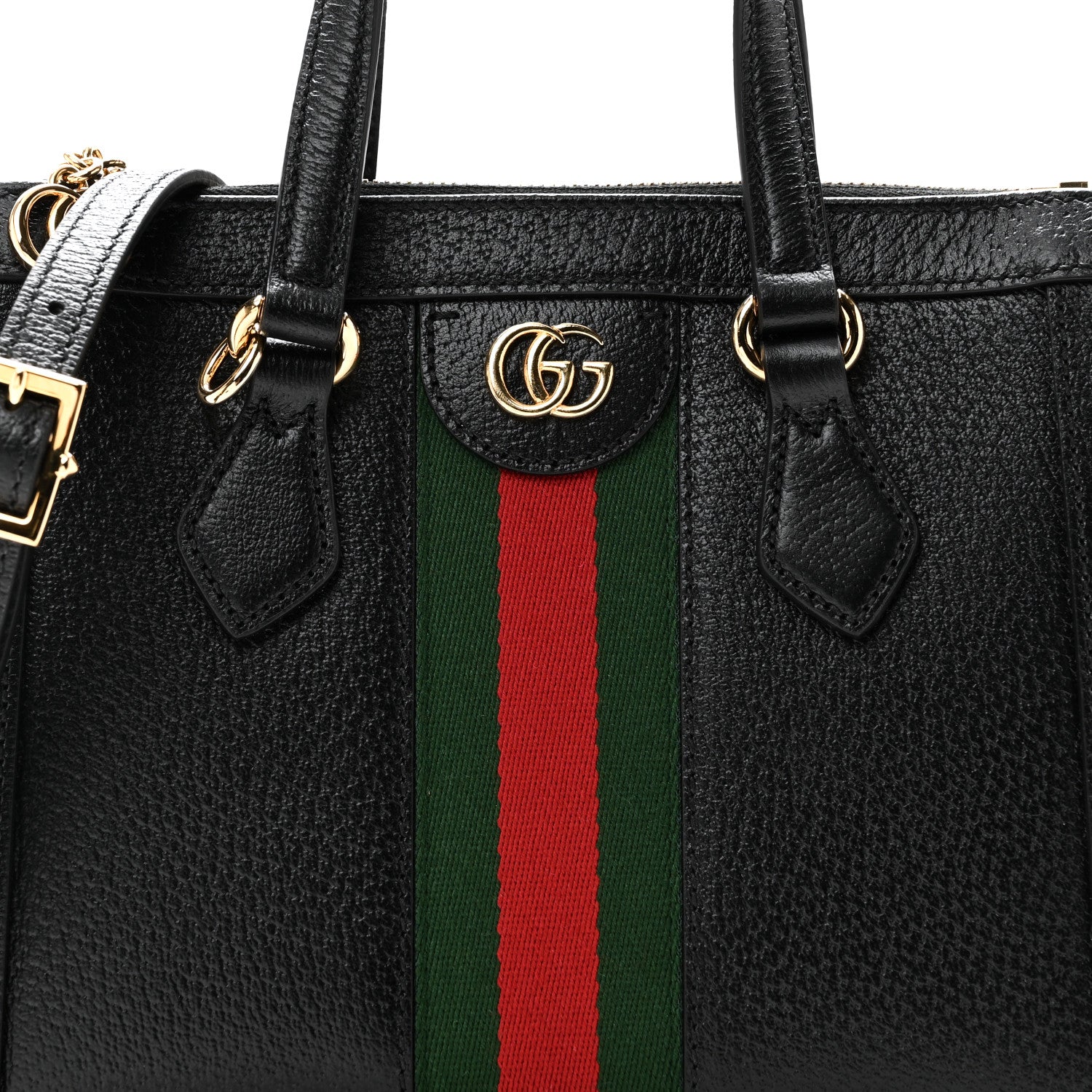 Gucci Textured Calfskin Web Small Ophidia Tote Bag Black 8 of 10