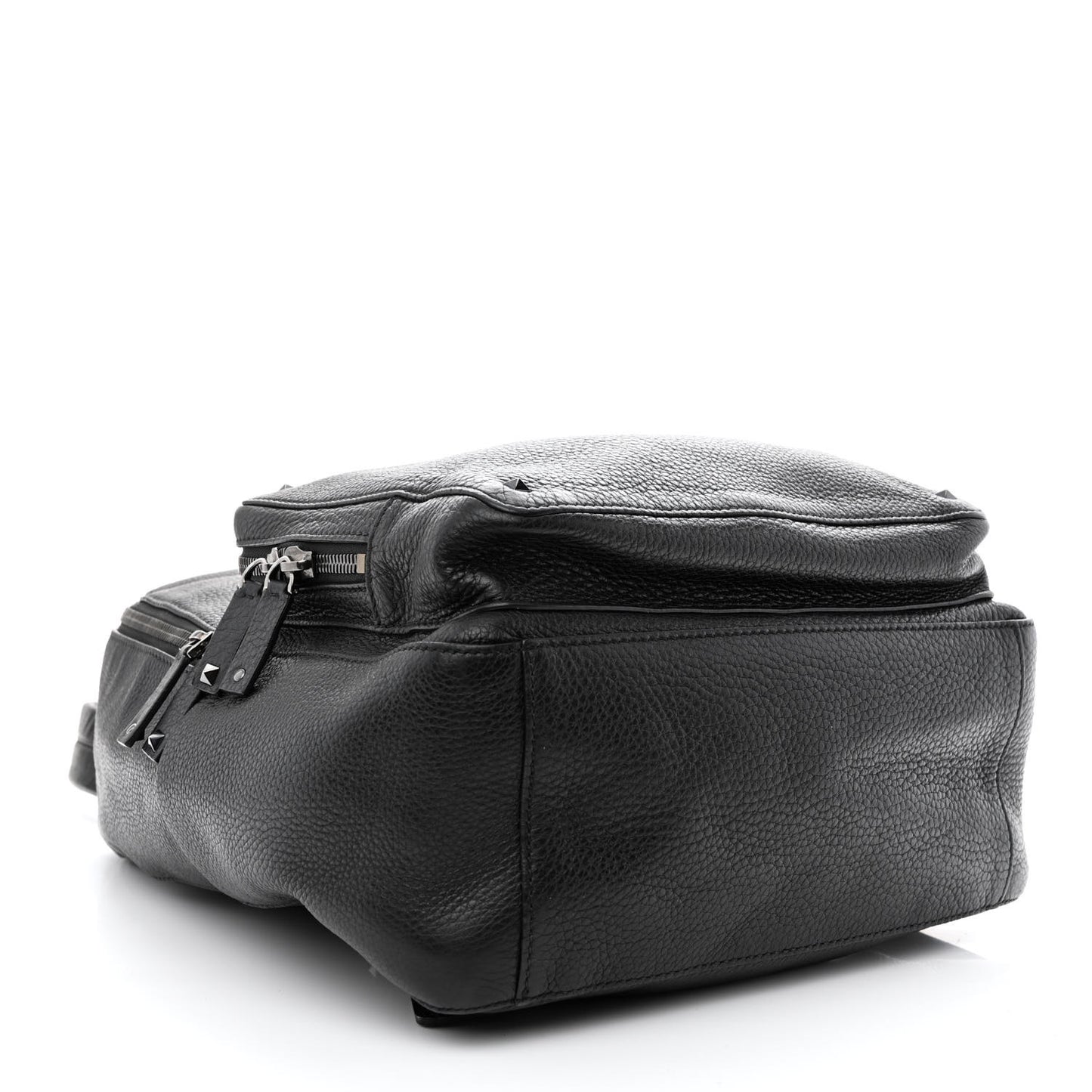 Grained Calfskin Rockstud Backpack Black