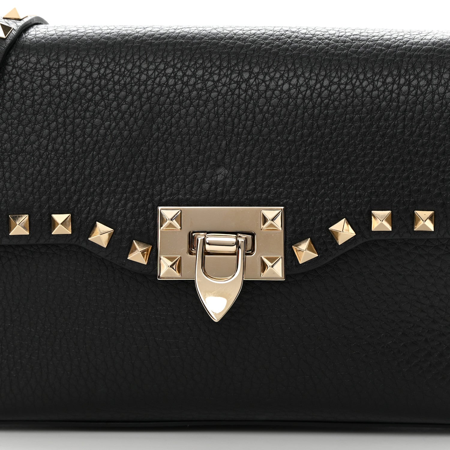 Valentino Garavani Pebbled Calfskin Medium Rockstud Flip Lock Crossbody Bag Black 8 of 13