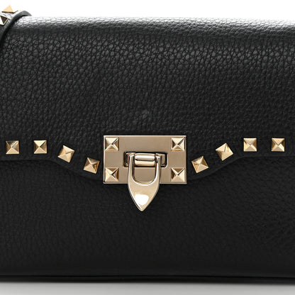 Valentino Garavani Pebbled Calfskin Medium Rockstud Flip Lock Crossbody Bag Black 8 of 13
