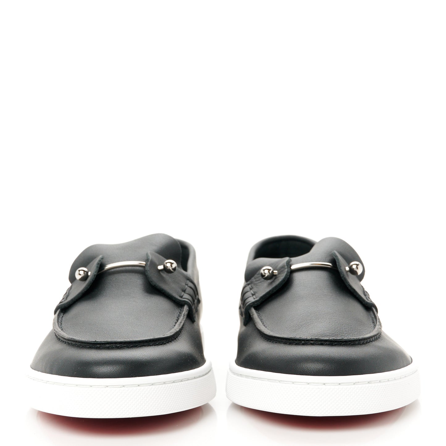 Calfskin Mens Chambeliboat Flat Loafers 42.5 Black