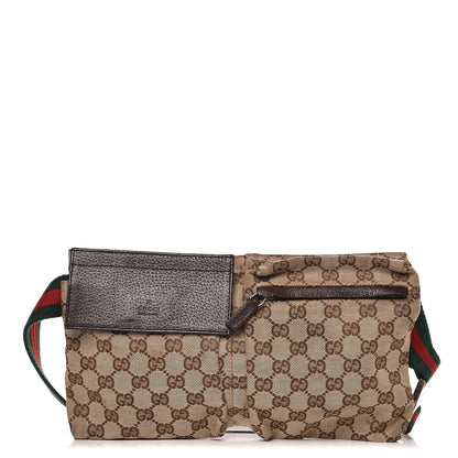 Gucci GG Monogram Double Pocket Belt Bag Dark Brown 1 of 10