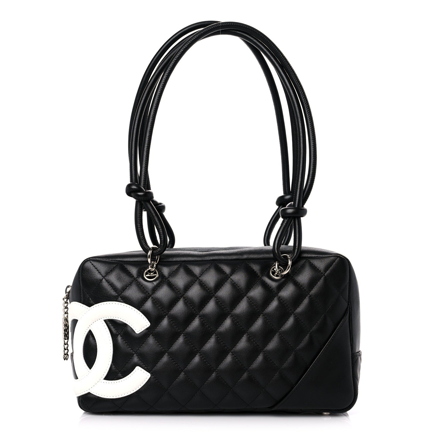 Chanel Calfskin Quilted Large Cambon Bowler Black White 1 of 12