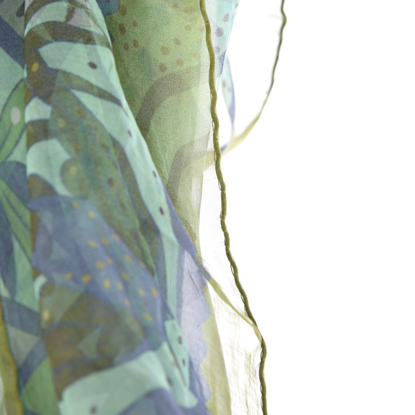 Mousseline Silk Ors Bleu D'Afrique Shawl 140 Bleu Glacier Kaki Turquoise