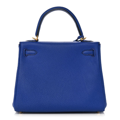 Hermes Togo Horseshoe Kelly Retourne 25 Bleu Electrique Bordeaux 4 of 38