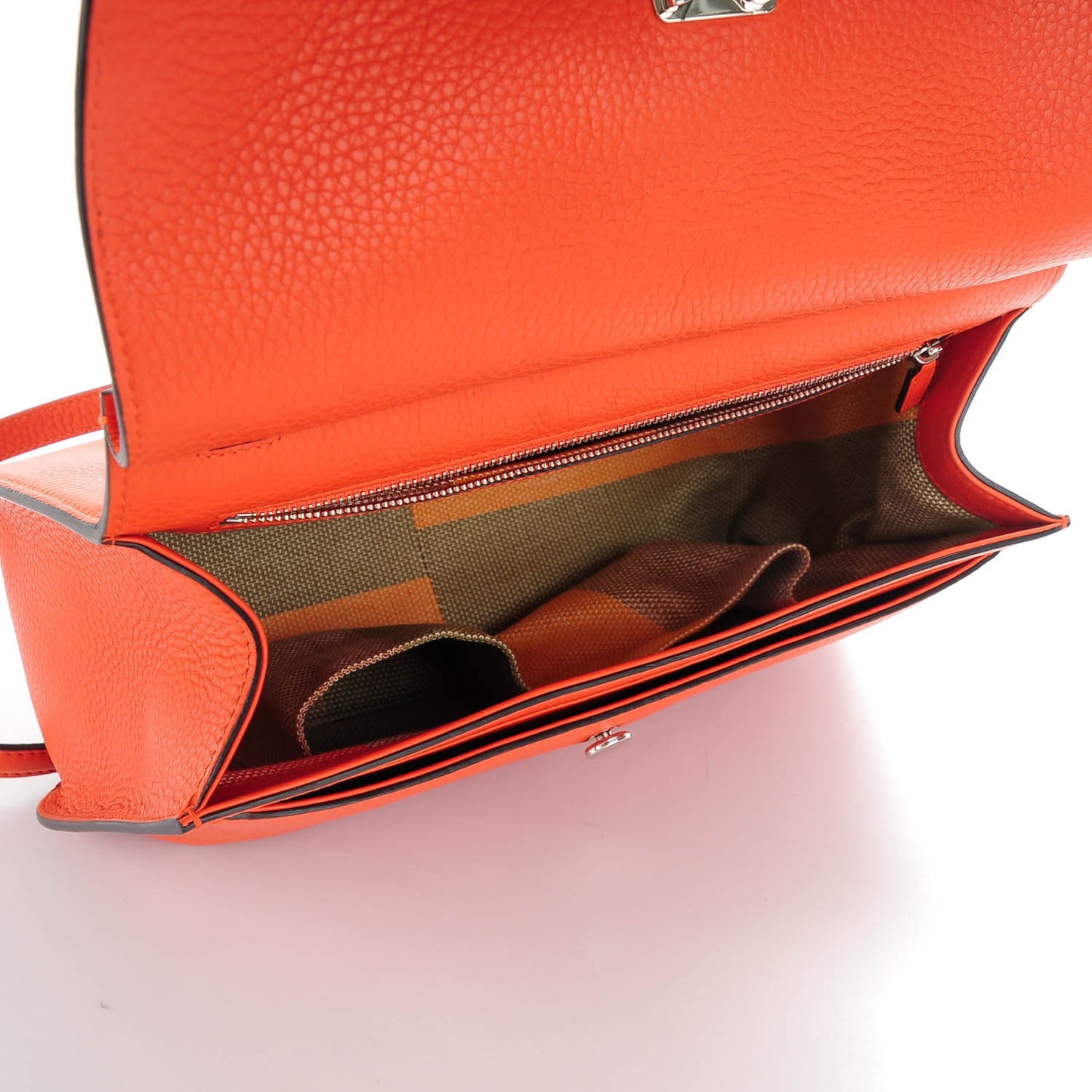 Cellarius Calfskin Medium Bamboo Daily Flap Shoulder Bag New Dark Orange