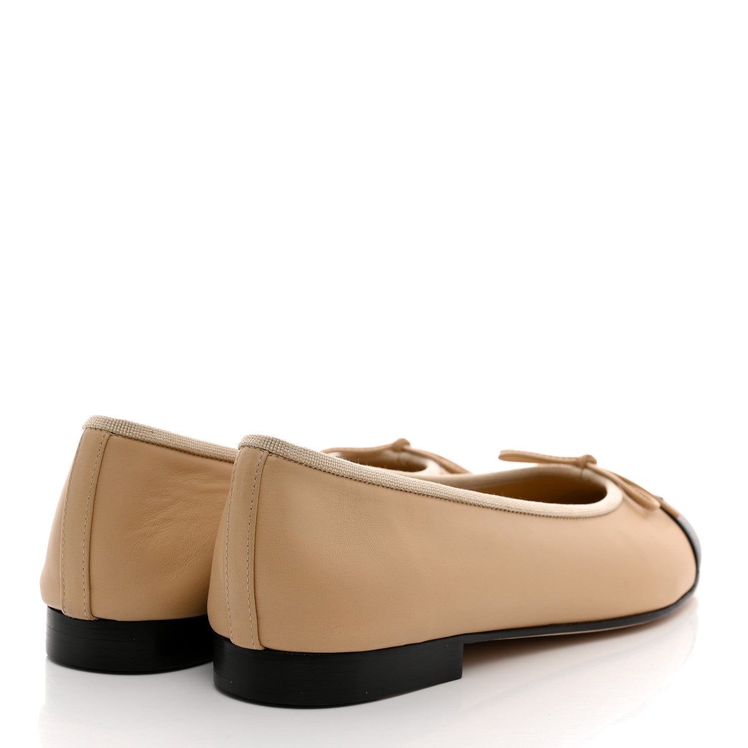 Chanel Lambskin Cap Toe Ballerina Flats 39.5 Beige Black 4 of 9