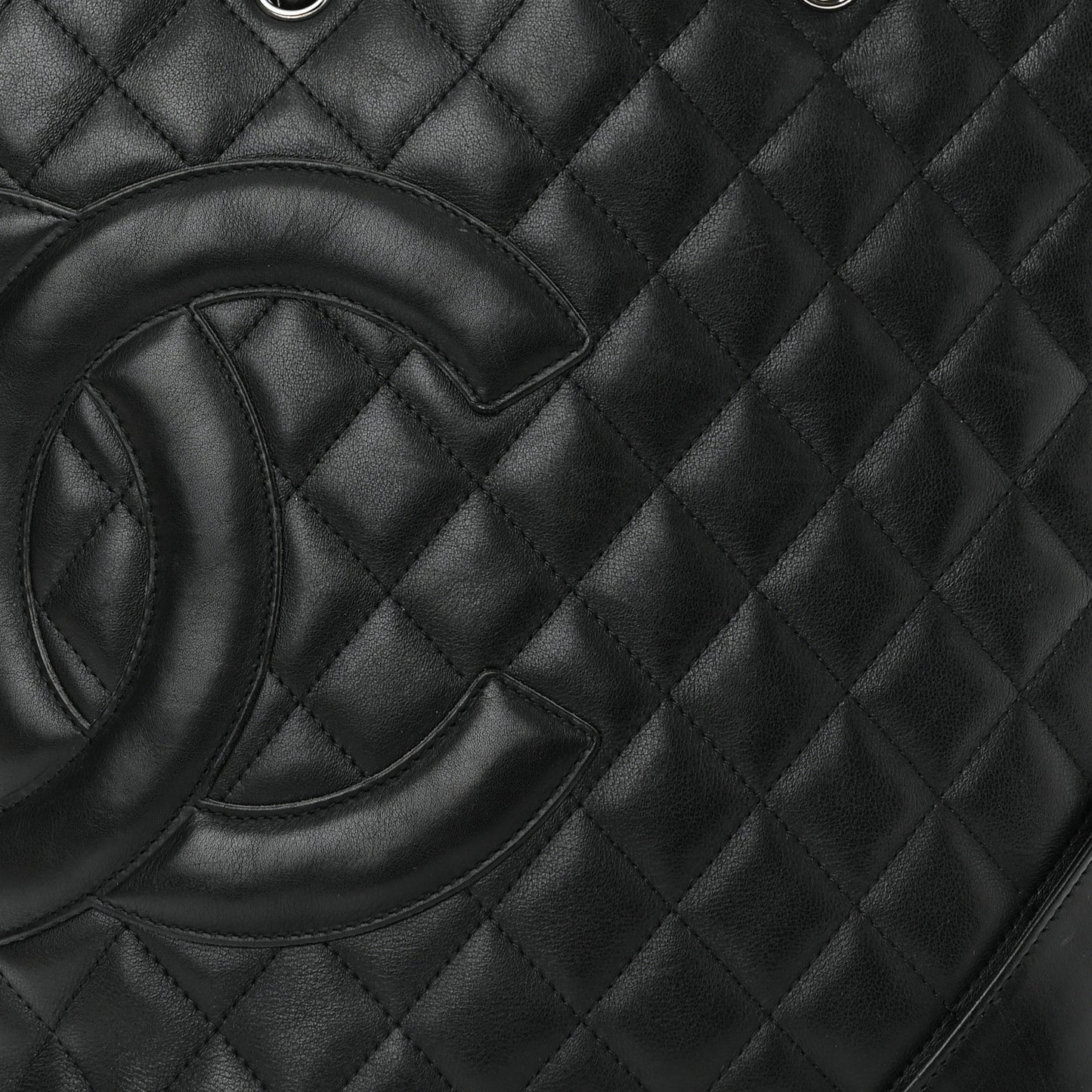 Calfskin Quilted Medium Cambon Tote Black