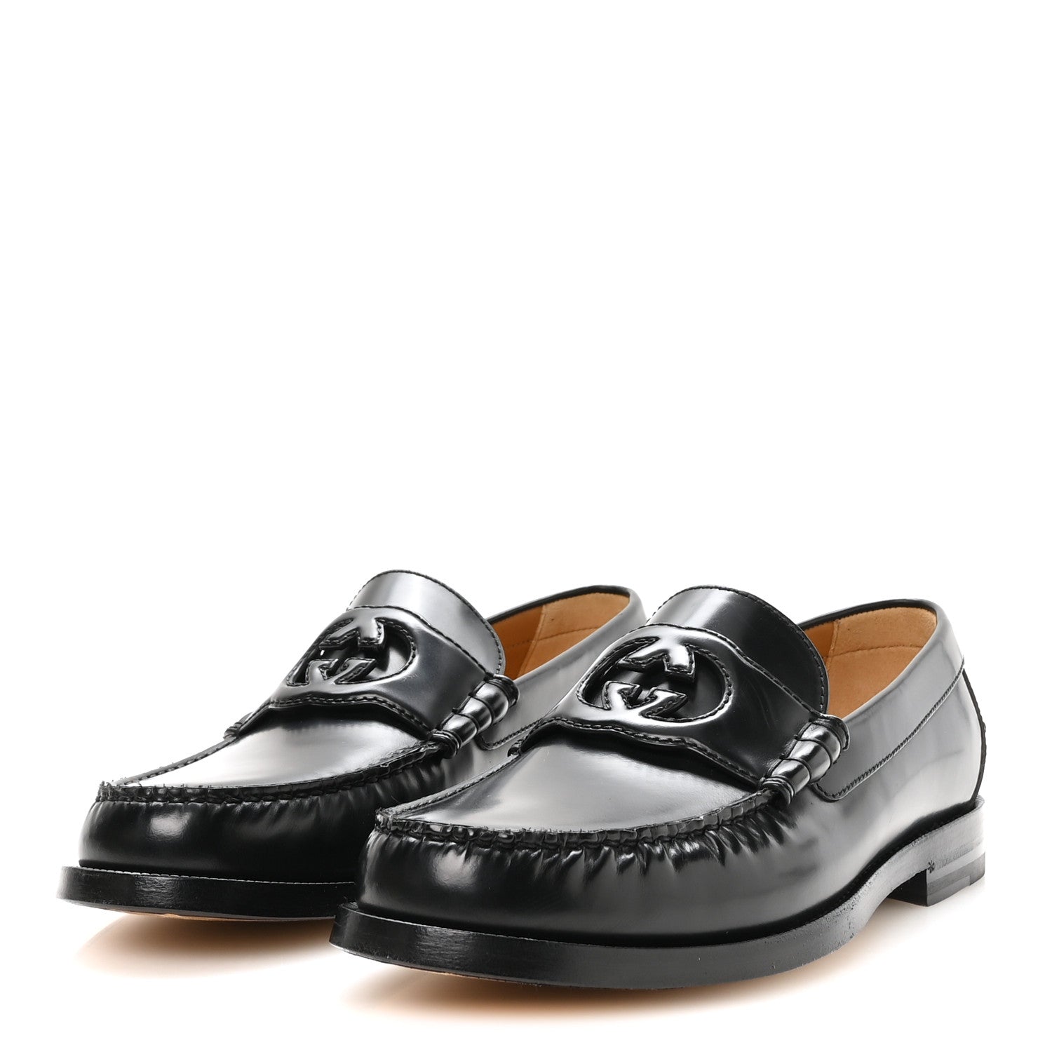 Gucci Calfskin Mens Interlocking G Millennial Ribot Loafers 8 Black 4 of 9