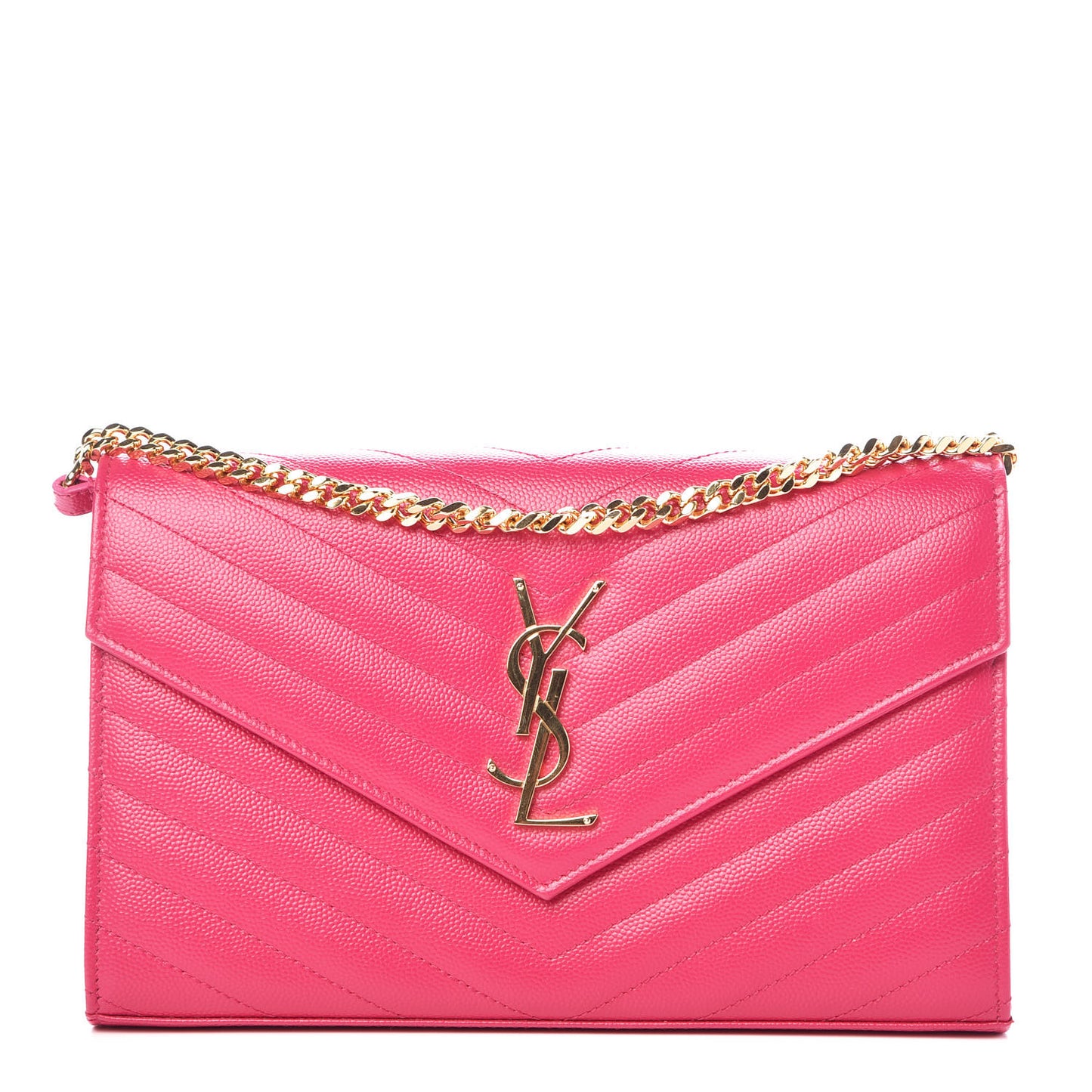 Grain De Poudre Matelasse Chevron Monogram Chain Wallet Bubblegum