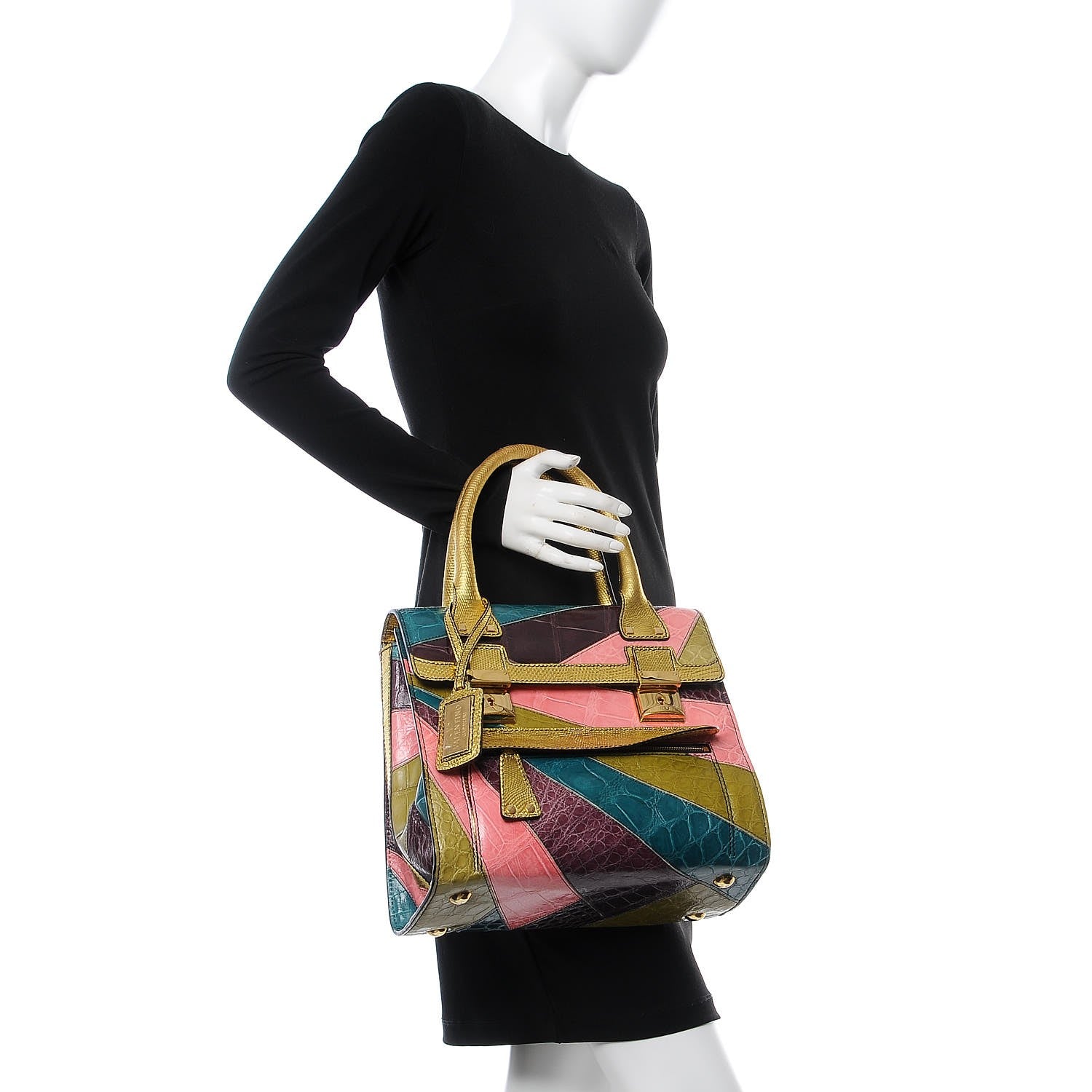 Valentino Garavani Patchwork Crocodile Dome Handbag Multicolor 2 of 10