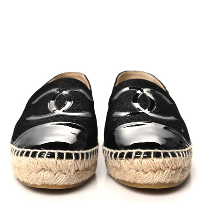 Chanel Fabric Patent Calfskin CC Espadrilles 38 Black 2 of 9