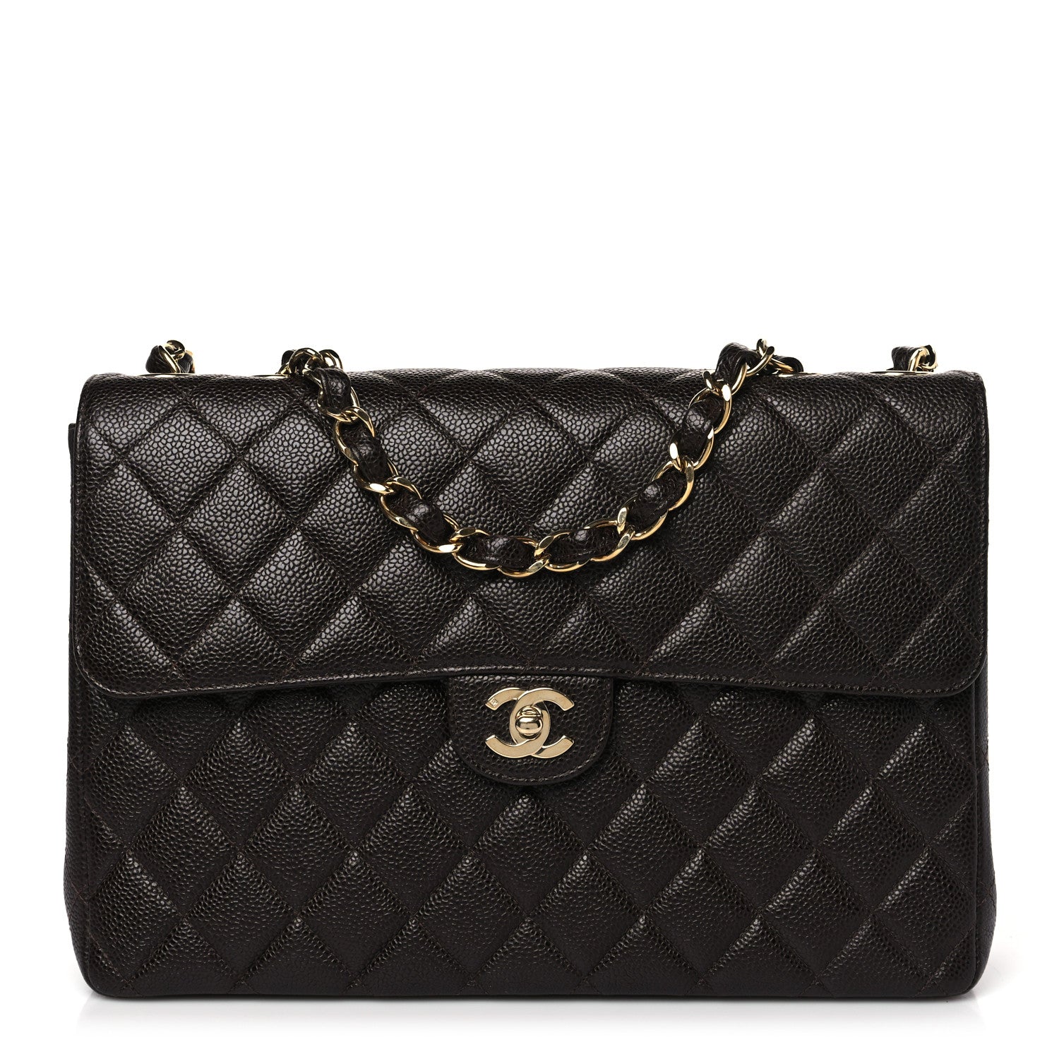 Chanel Caviar Quilted Jumbo Single Flap Brown 1 of 9