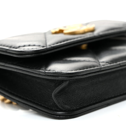 Chanel Lambskin Enamel Quilted Pending CC Flap Belt Bag Black 10 of 11