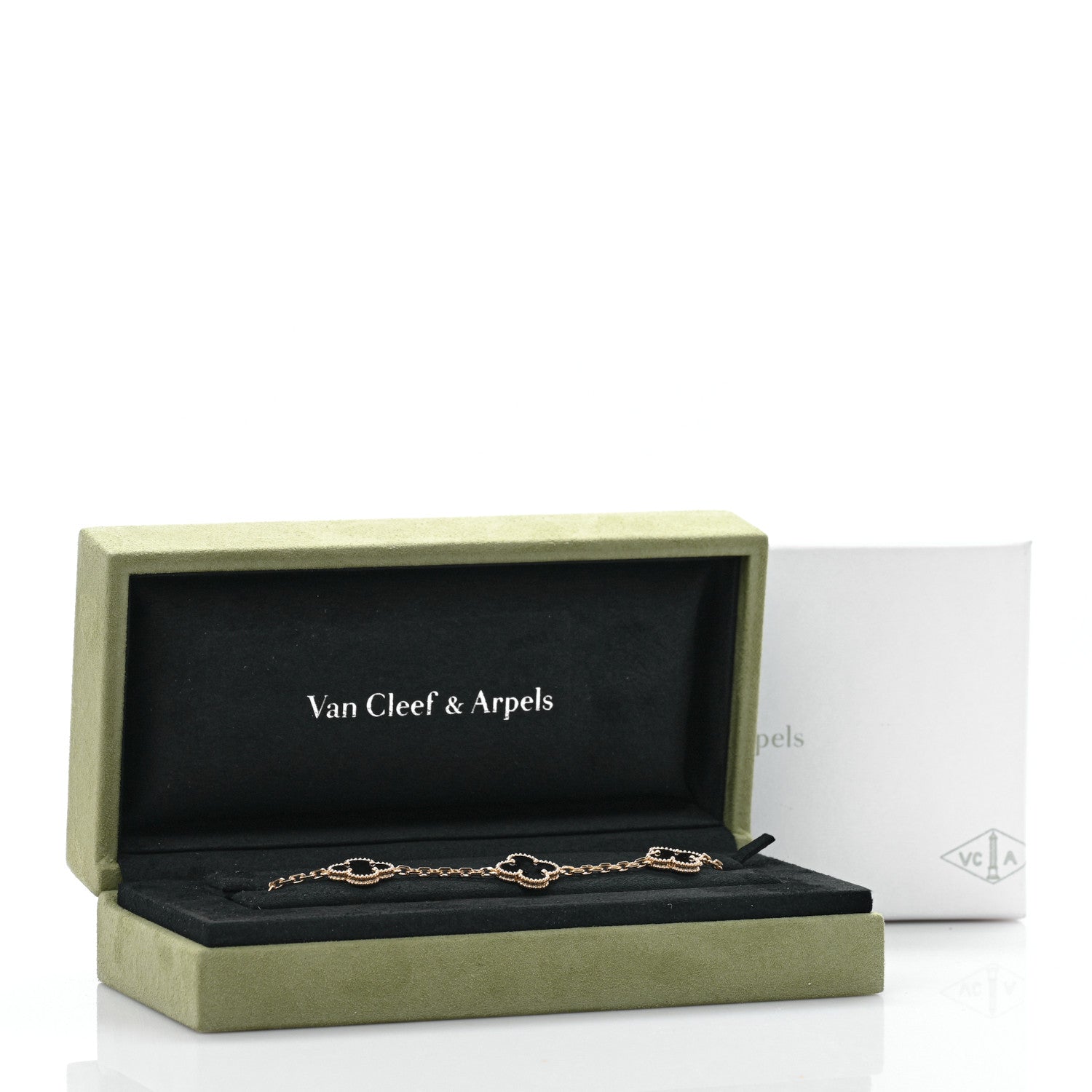 Van Cleef & Arpels 18K Yellow Gold Black Onyx 5 Motifs Vintage Alhambra Bracelet 4 of 4