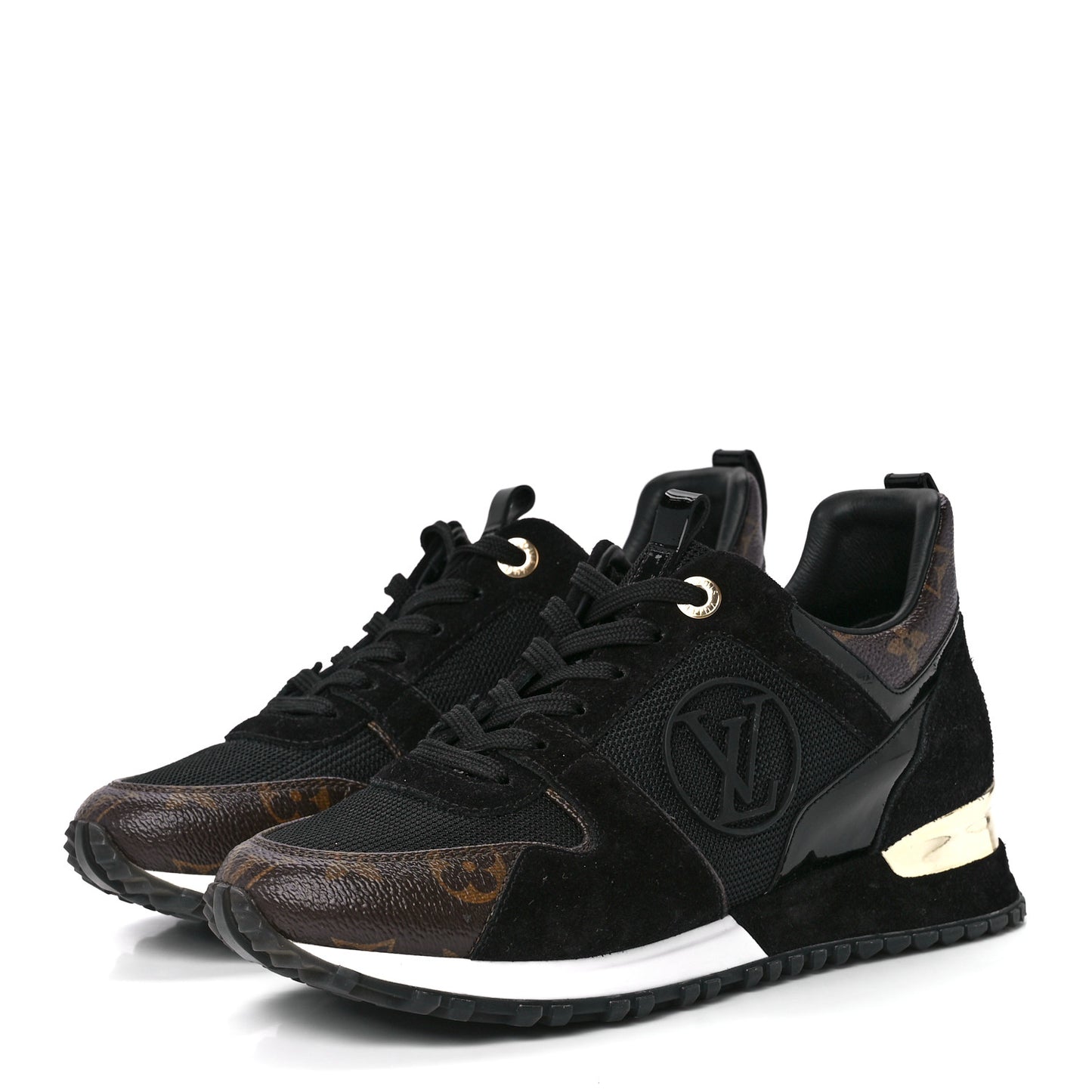Suede Monogram Run Away Sneakers 36.5 Black