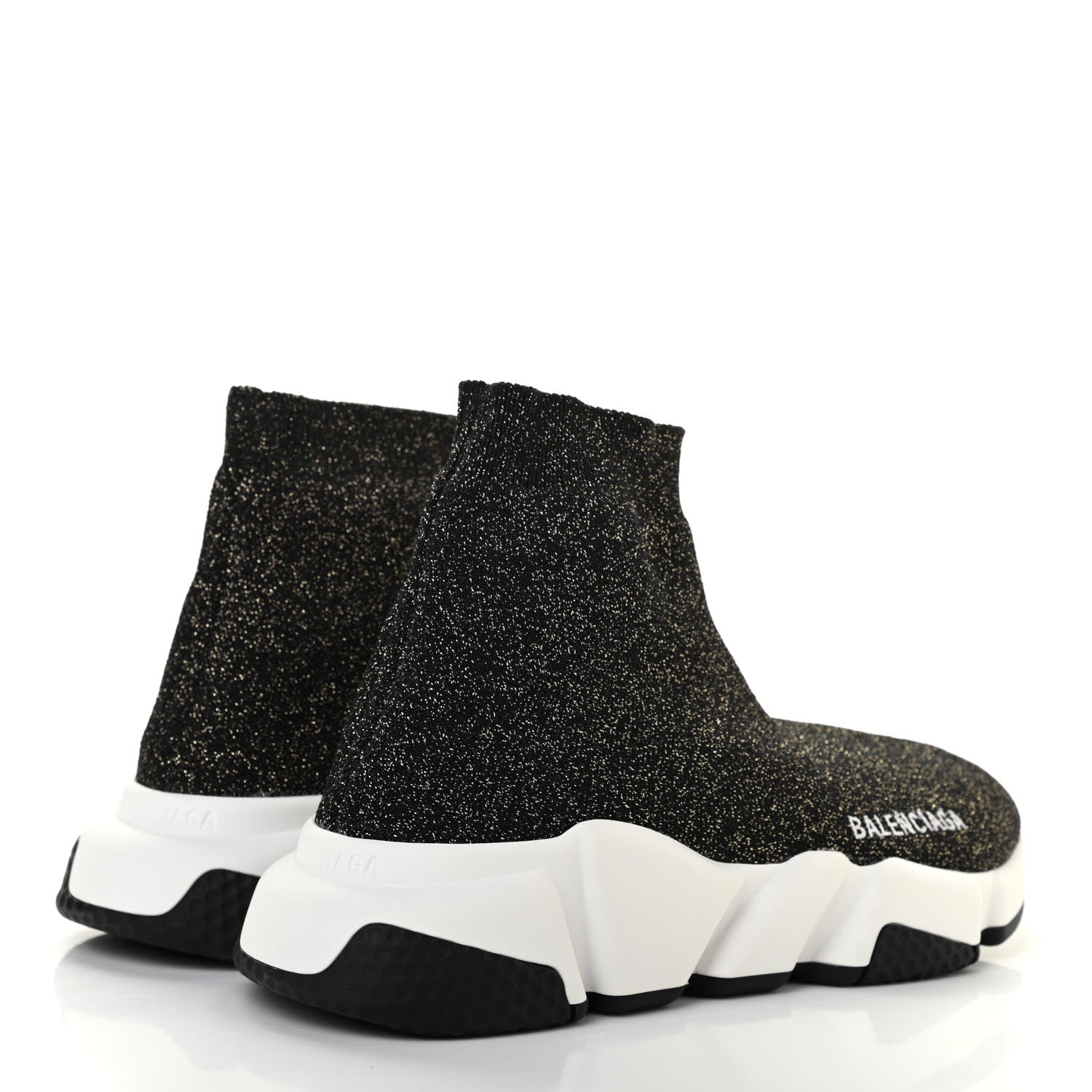 Balenciaga Knit Metal Womens Speed Sneakers 36 Black Gold 4 of 8