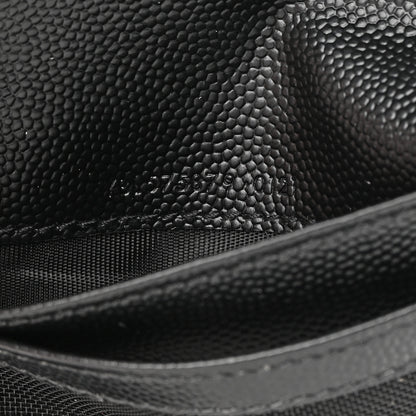 Saint Laurent Grain De Poudre Matelasse Chevron Monogram Zipped Card Case Black 7 of 10