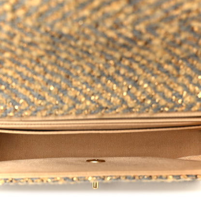 Chanel Metallic Tweed Quilted Medium Single Flap Beige Grey Gold 5 of 12