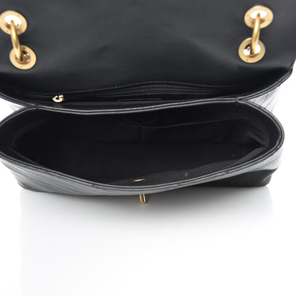 Chanel Grained Calfskin Elaphe Stitched Medium Chevron Chic Top Handle Flap Black 5 of 13